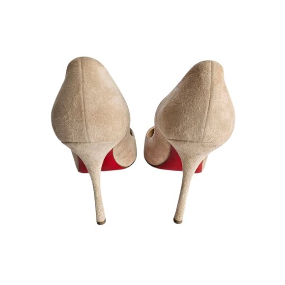 Christian Louboutin Decoltish 100 High Heel Pump Size 40 US 10 Beige Tan Suede - Picture 3 of 10